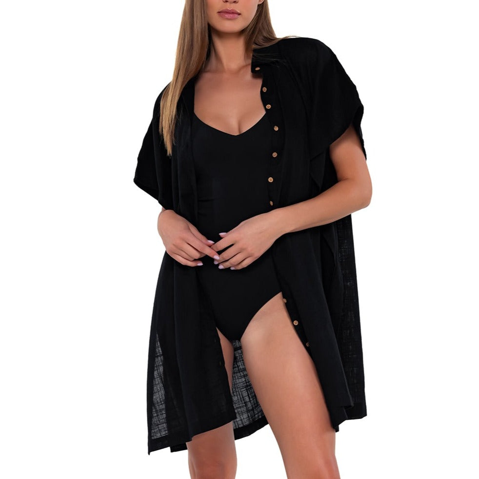 Shore Thing Tunic - 181 - Black Swim - Cover ups Sunsets, Inc.