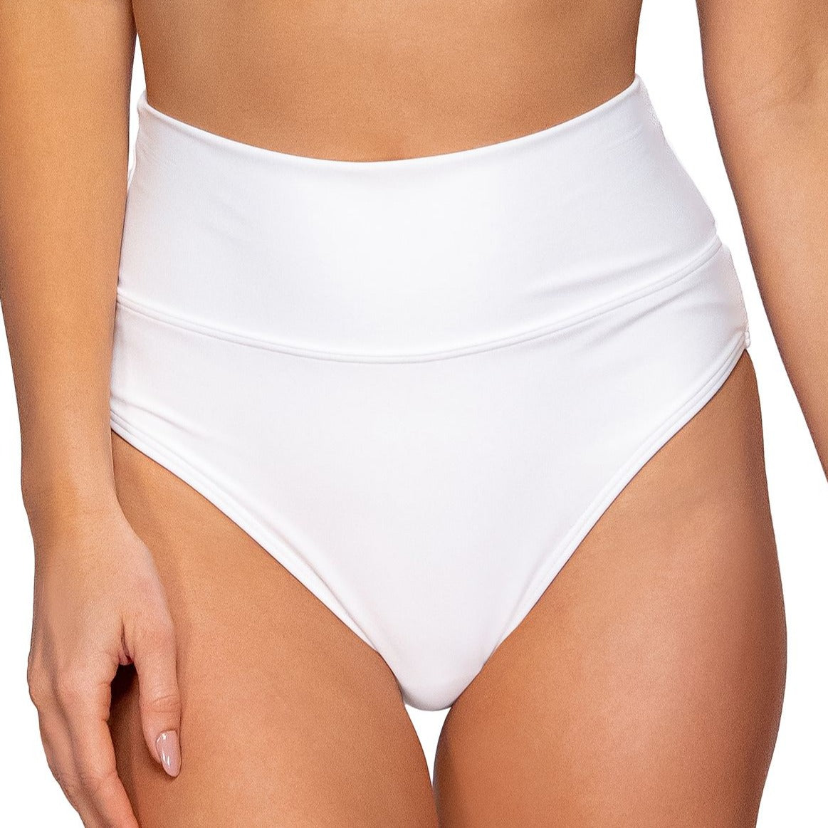 Hannah High Waist - 33B - White Lily Swim - Bottoms - High Waist Sunsets, Inc. WHITE S