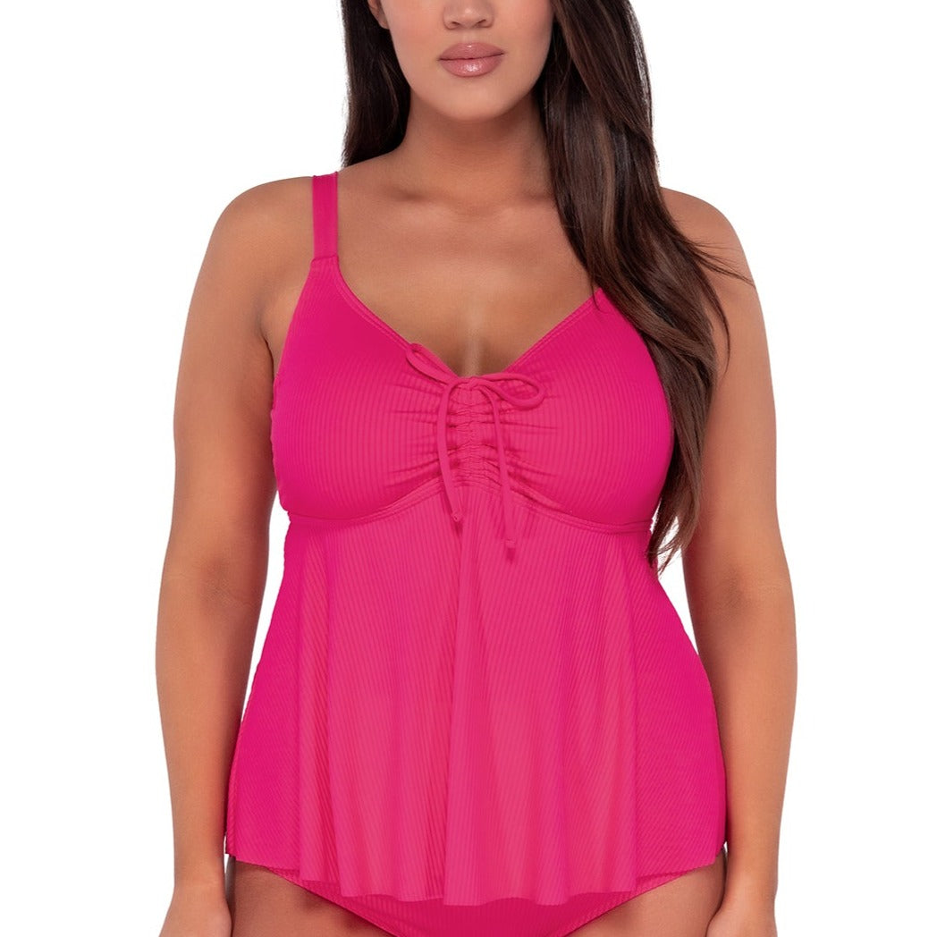 Marin Tankini - 970T - Begonia Sandbar Rib Swim - Tops - Tankinis Sunsets, Inc. PINK 06