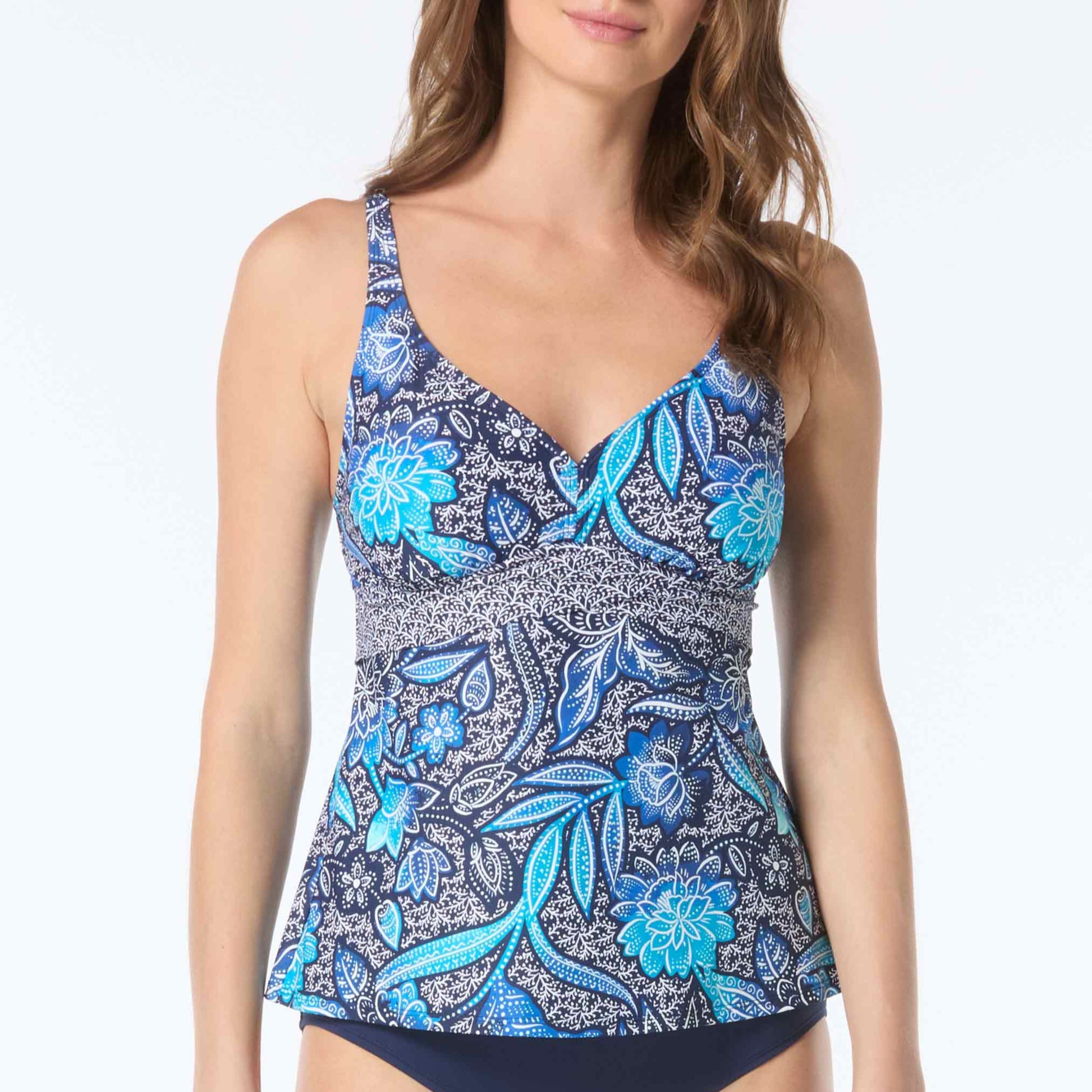 Adele V-Neck Tankini Top - H9G145 - Samoan Floral Swim - Tops - Tankinis BEACH HOUSE