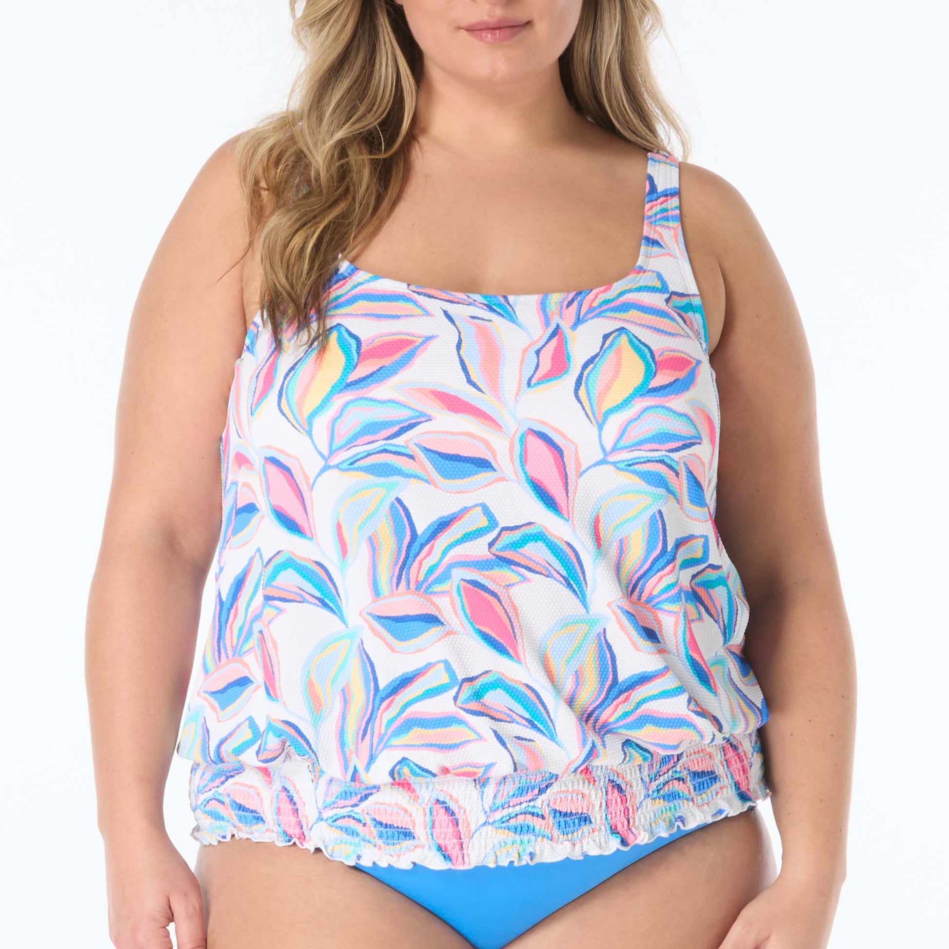Brandy Plus Textured Tankini Top - HW4H352 - Bora Bora Swim - Plus BEACH HOUSE