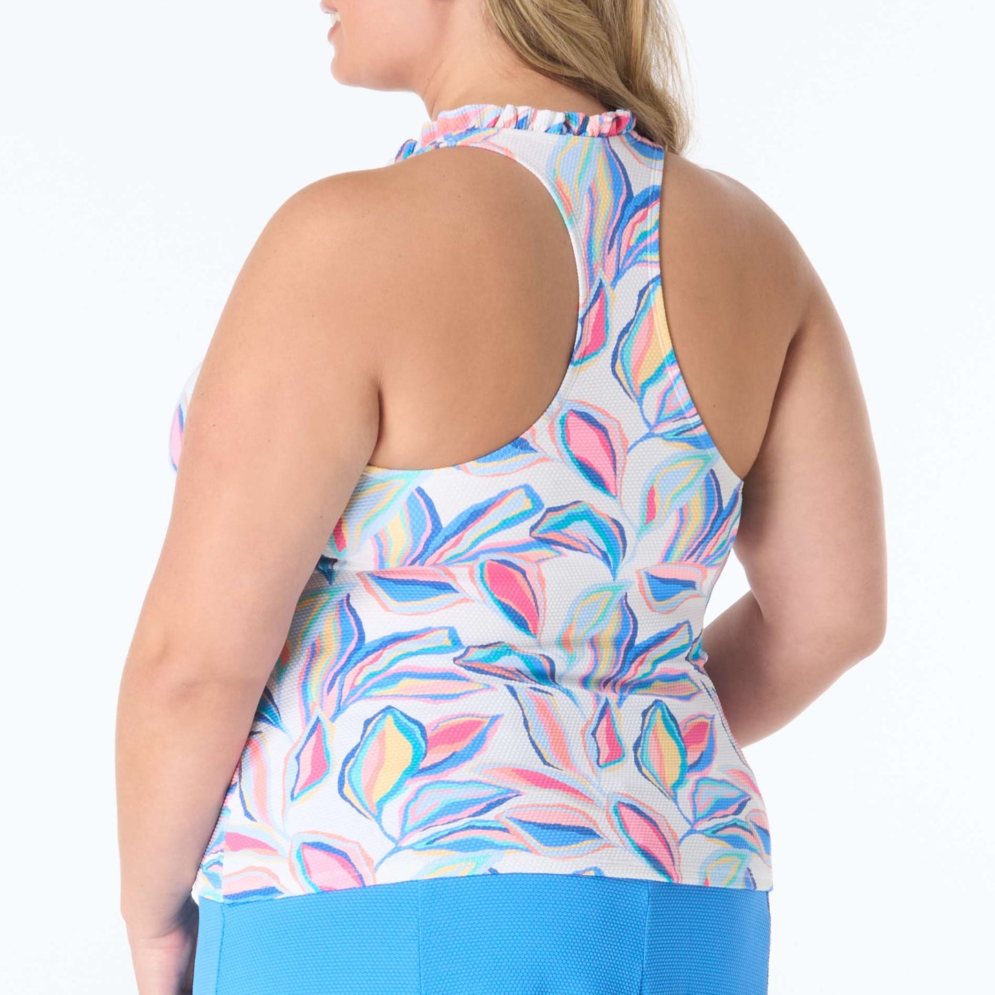 Nina Ruffled Trim Plus Tankini Top - HW4H401 - Bora Bora Swim - Plus BEACH HOUSE