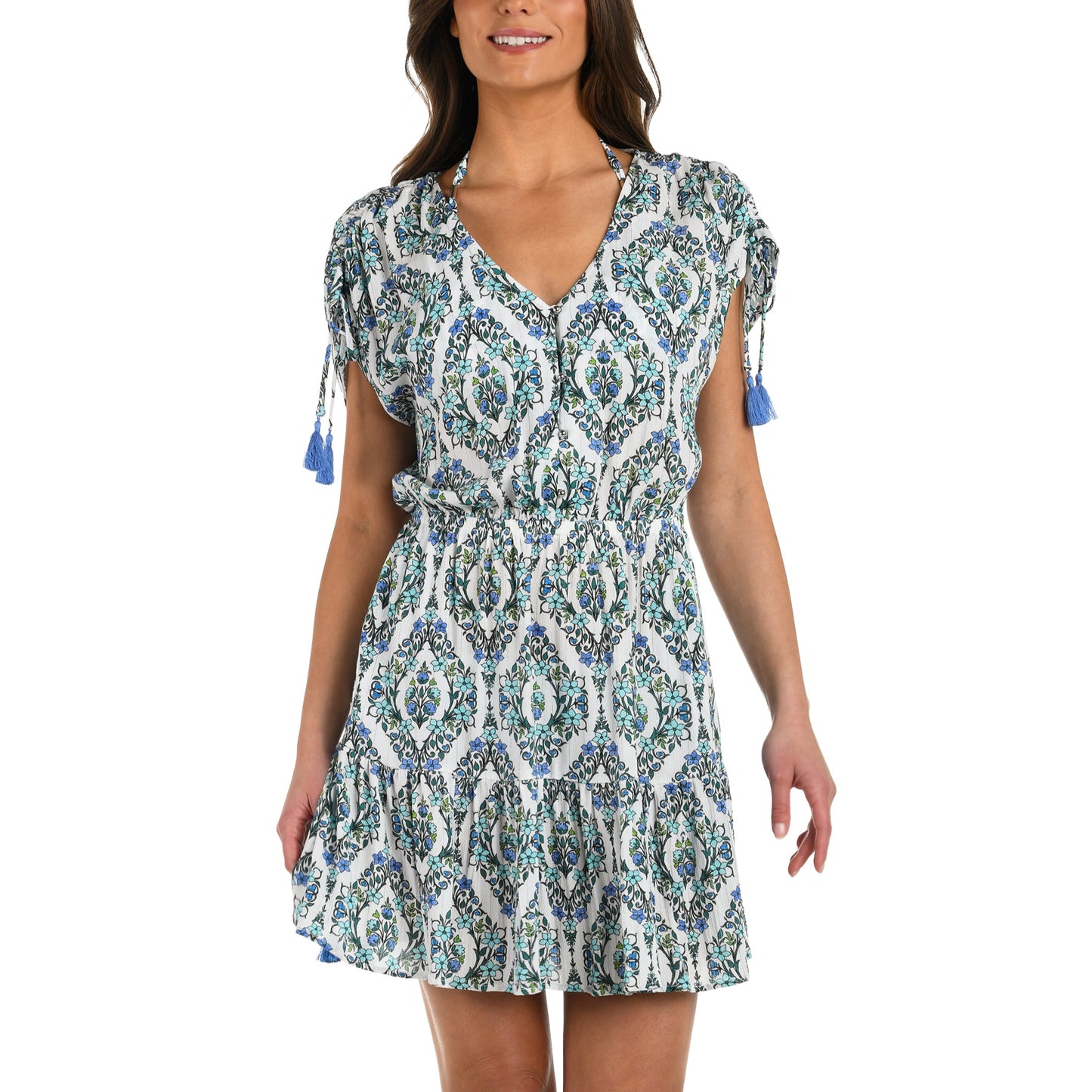 Deja-Blue Diamond V-Neck Cover Up Dress - LB5NF45 Swim - Cover ups LA BLANCA