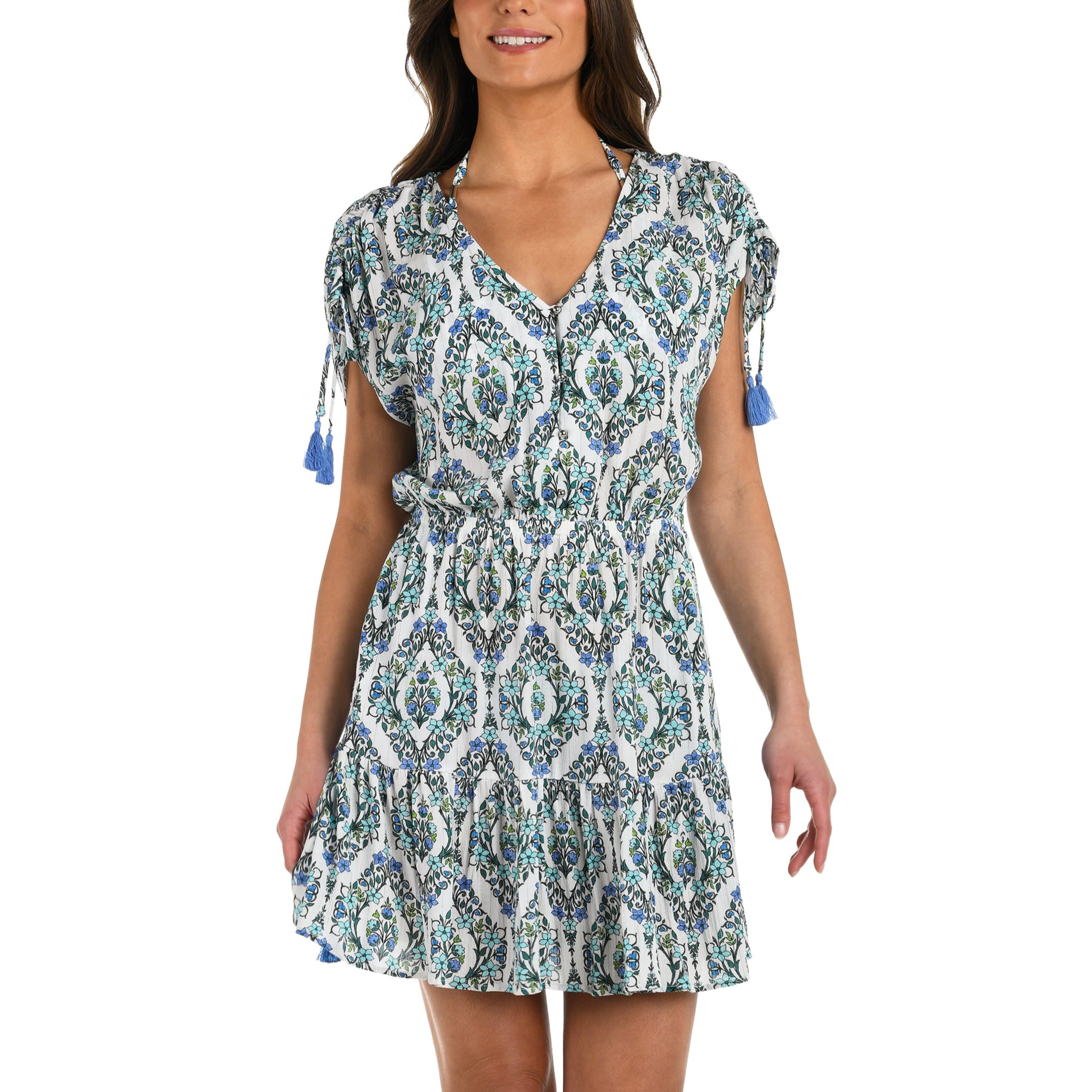 Deja-Blue Diamond V-Neck Cover Up Dress - LB5NF45 Swim - Cover ups LA BLANCA
