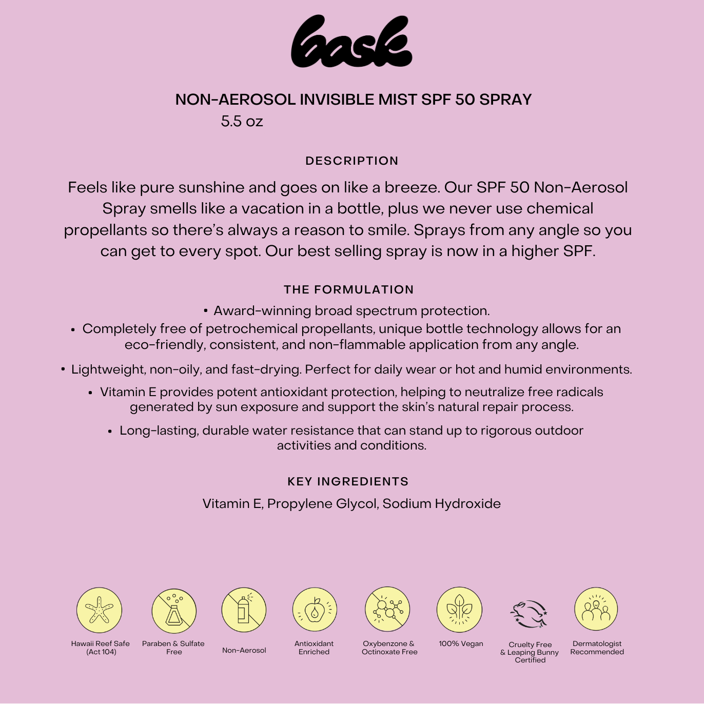 Non-Aerosol SPF 50 Spray Swim - Accessories (Swim) BASK SUNCARE