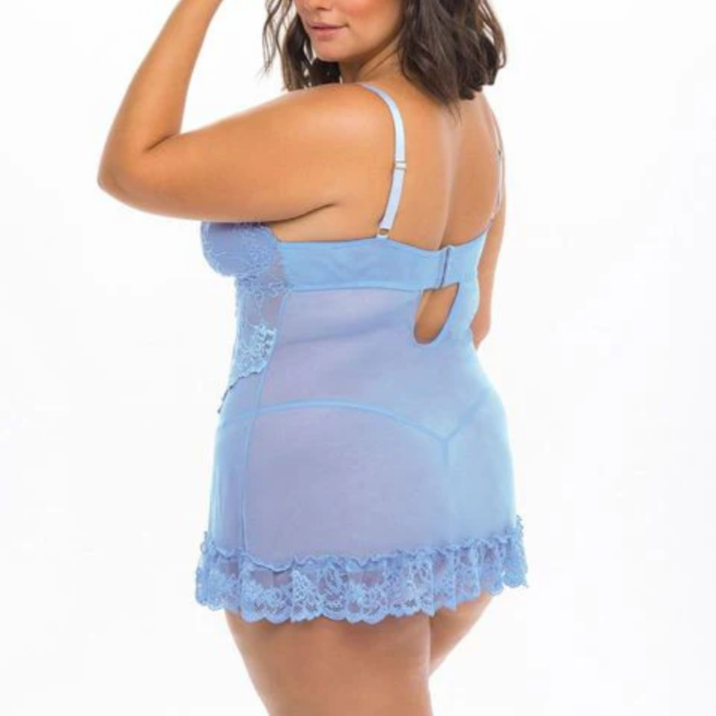 Valentine Curvy Lacey Babydoll - 2139X - Brunnera Bras & Lingerie - Lingerie - Bodysuits OH LA LA CHERI
