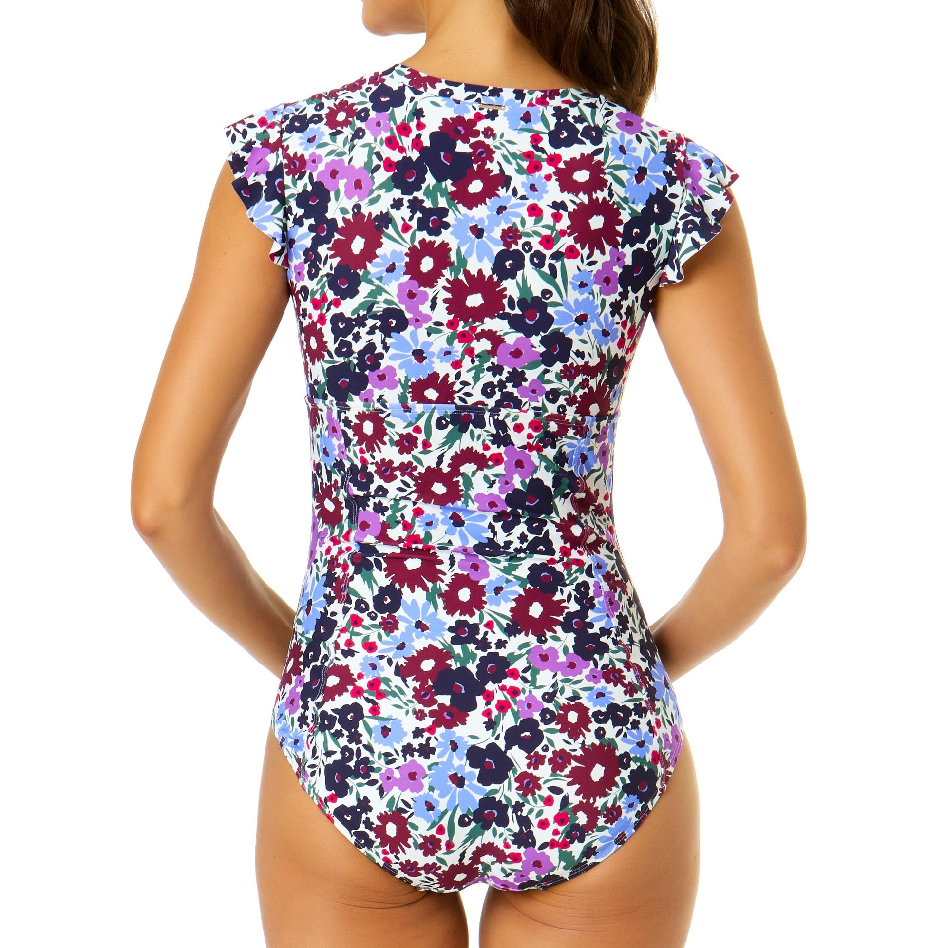 Meadow Bouquet Flutter Sleeve Zip Up One Piece - 24MO07965 Swim - One Pieces ANNE COLE   