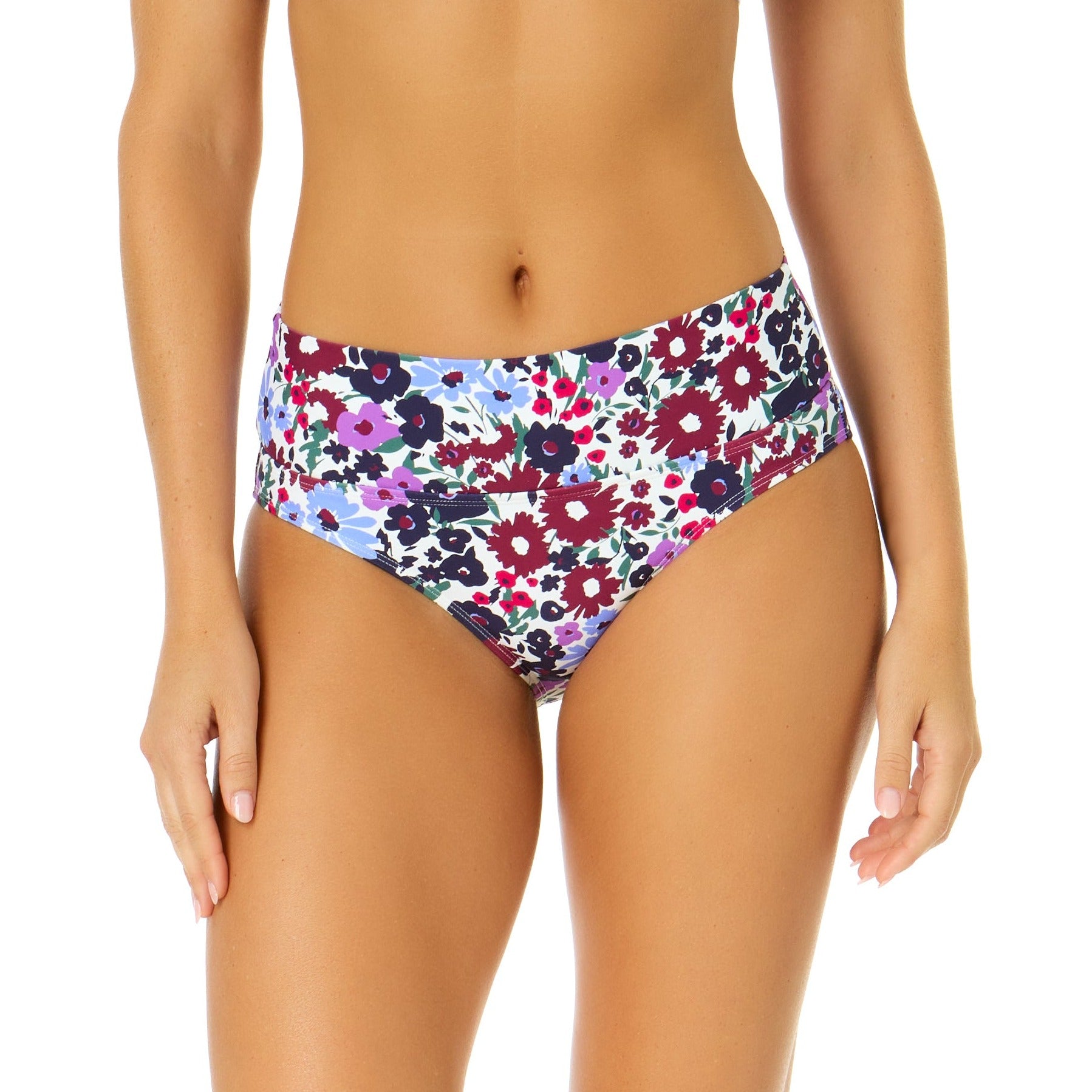 Meadow Bouquet Soft Band Mid Rise Bikini Swim Bottom - 24MB37265 Swim - Bottoms - Bikini ANNE COLE MULTI XS 