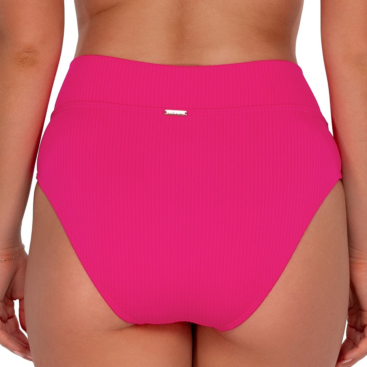 Summer Lovin V-Front Bottom - 31B - Begonia Sandbar Rib Swim - Bottoms - Bikini Sunsets, Inc.   