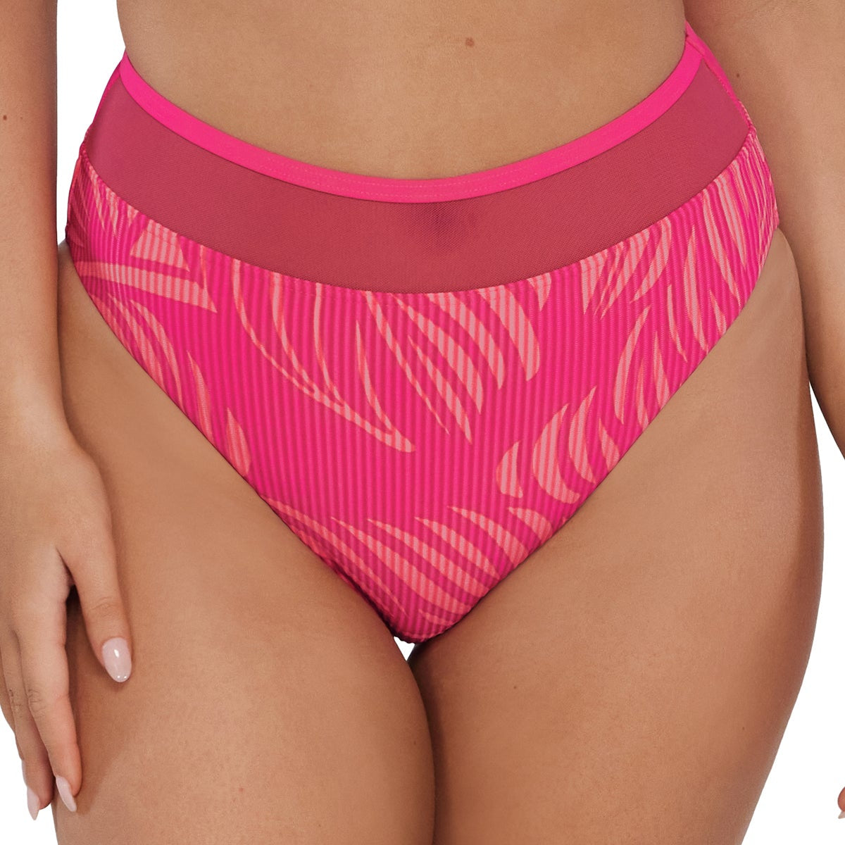 Annie High Waist - 324B - Blushing Palms Sandbar Rib Swim - Bottoms - High Waist Sunsets, Inc.