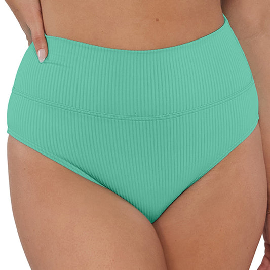 Hannah High Waist - 33B - Aqua Mist Sandbar Rib Swim - Bottoms - High Waist Sunsets, Inc.