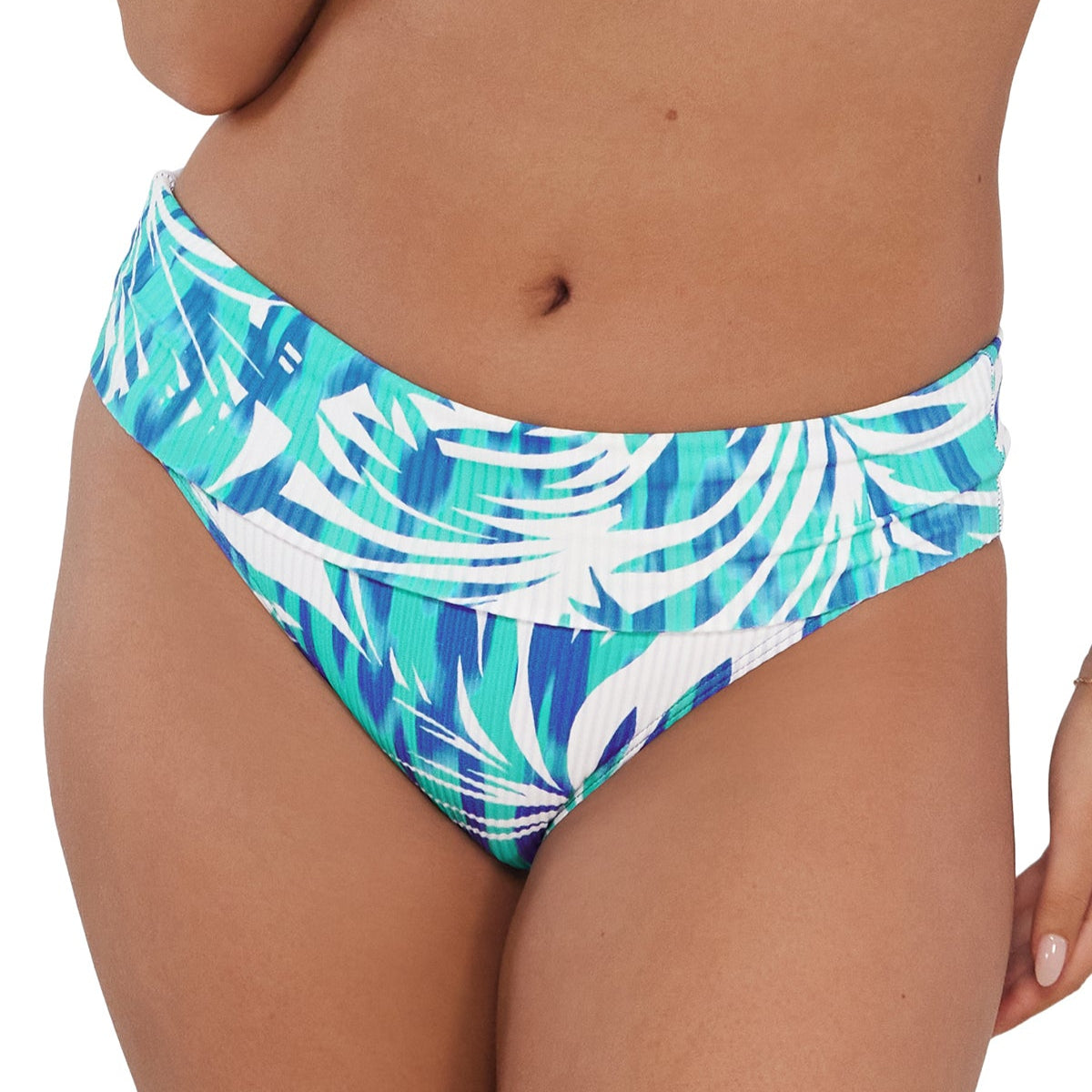 Hannah High Waist - 33B - Sea Breeze Sandbar Rib Swim - Bottoms - High Waist Sunsets, Inc.