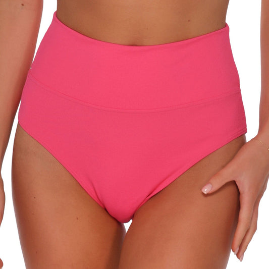 Hannah High Waist - 33B - Posy Pink Crepe Swim - Bottoms - High Waist Sunsets, Inc.