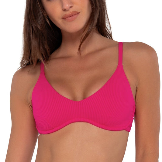 Brooke U-Wire Bikini Top - 643T - Begonia Sandbar Rib Swim - Tops - Bikinis Sunsets, Inc. PINK S 