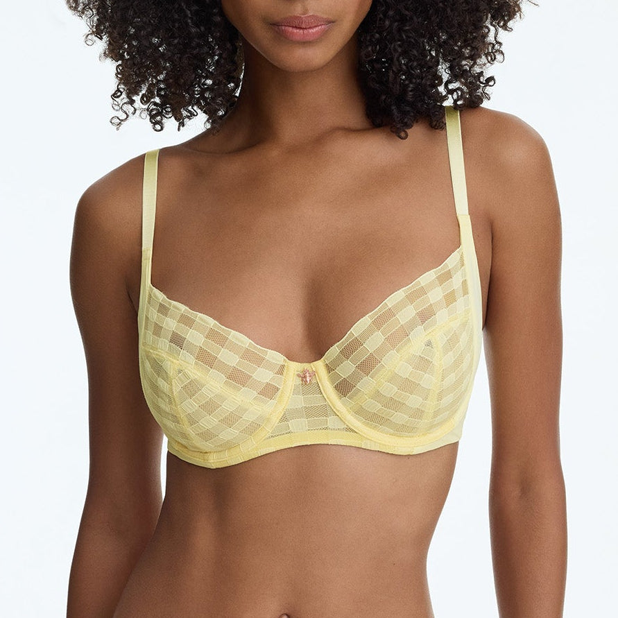 Bonbon Full Coverage Gingham Lace Bra - 336255 - Buttercream Bras & Lingerie - Bras - Underwire Bras SKARLETT BLUE