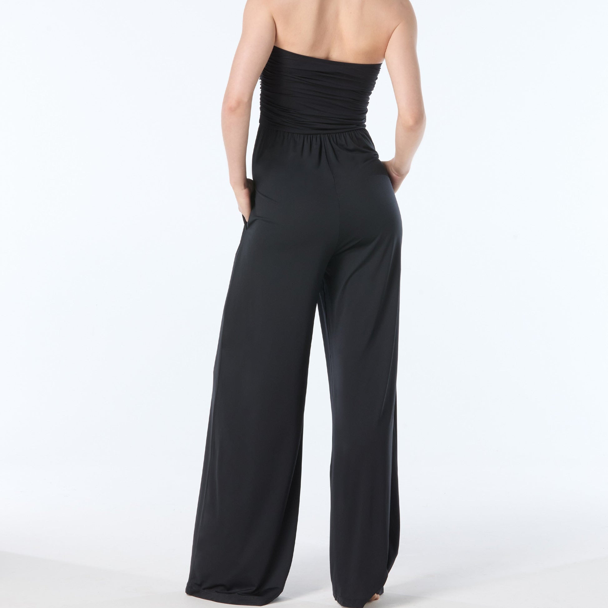 Ruched Beaded Jumpsuit - C10112 - Black Swim - Cover ups CARMEN MARC VALVO