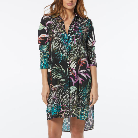 Organic Bloom Tie-Front Shirt Cover-Up - C5P864 Swim - Cover ups CARMEN MARC VALVO MULTI S