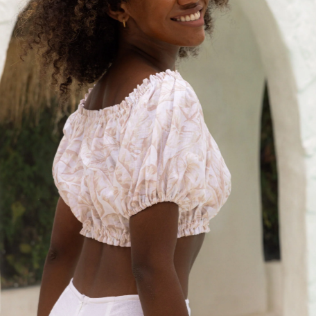 The Grenada Linen Off-The-Shoulder Crop Top - LCT-GD Unclassified Kenny Flowers   