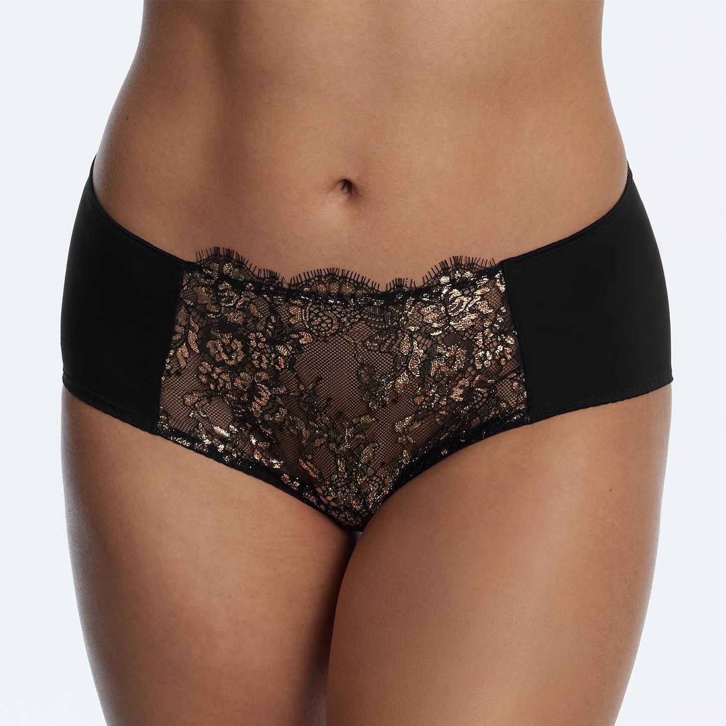 Entice Front Lace Brief - 378143 - Black Rose Gold Bras & Lingerie - Underwear - Full Brief SKARLETT BLUE   