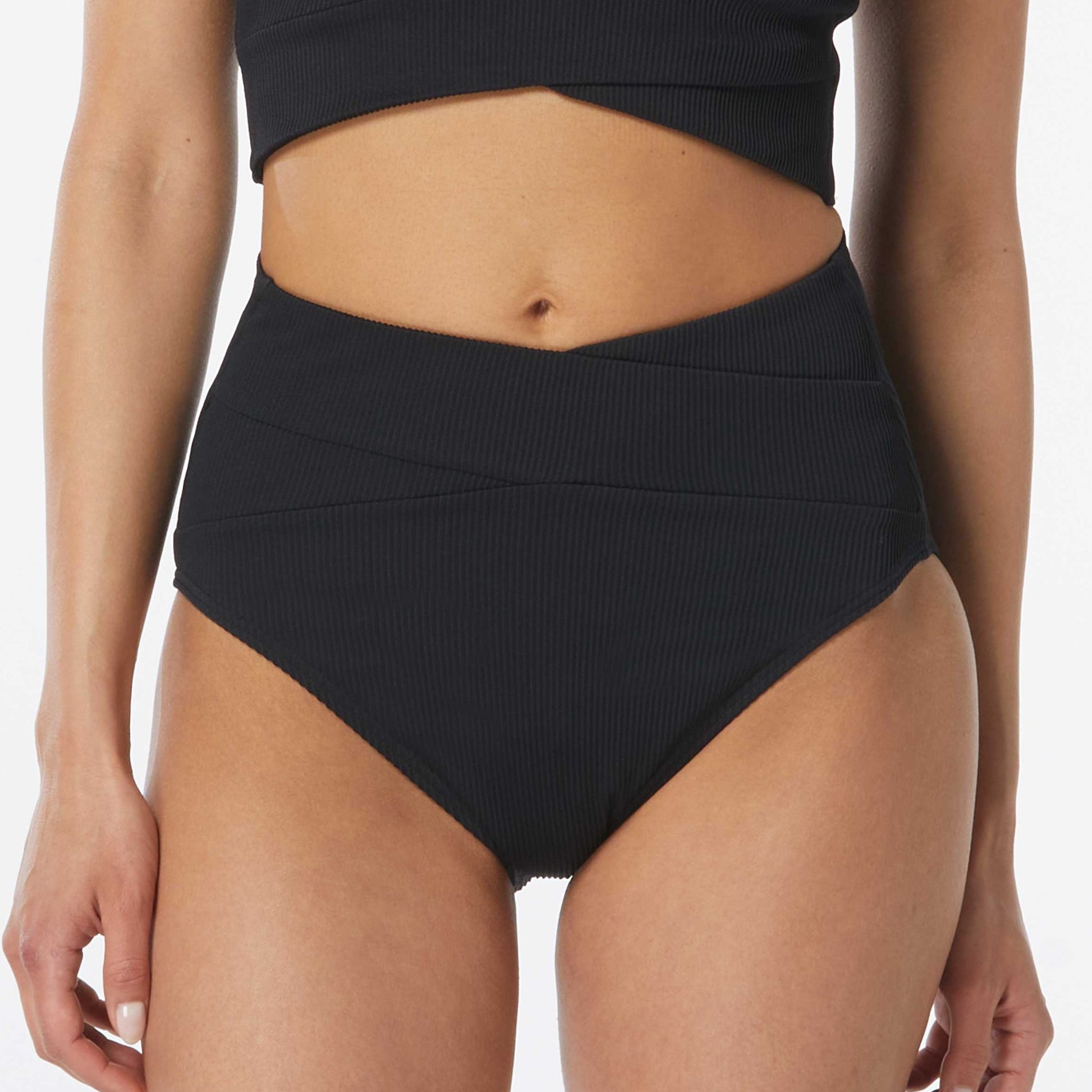 Ribbed Solids V-Waist Bikini Brief - H1C009 - Black Swim - Bottoms - Bikini BEACH HOUSE BLACK 04 