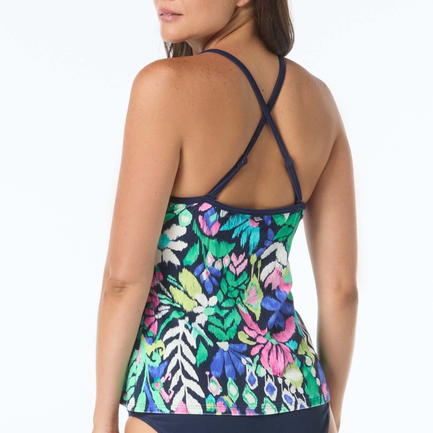 Ambition Fitted Cross Back Tankini Top - H1G280 - Monterey Garden Swim - Tops - Tankinis BEACH HOUSE