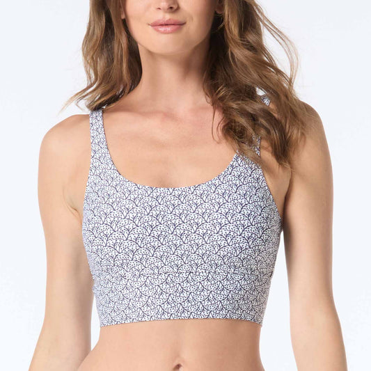 Empower Crop Top - H9G324 - Samoan Floral Swim - Tops - Bikinis BEACH HOUSE WHITE 06