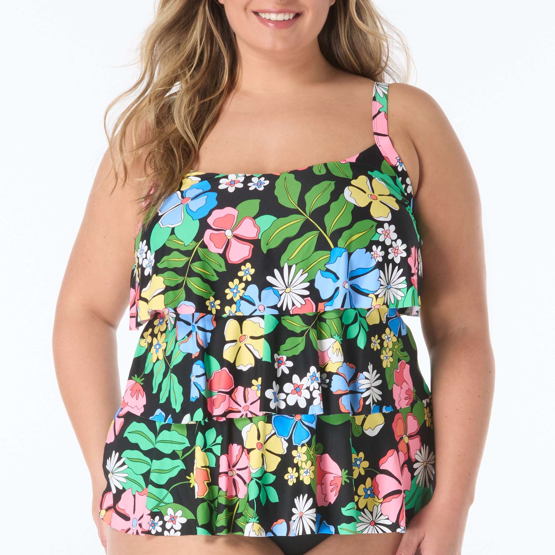 Jane Ruffle TankIni - HW2F096 - Midnight Garden Swim - Plus BEACH HOUSE