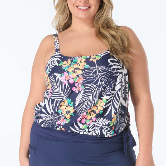 Sarah Blouson Plus Tankini - HW3E012 - Indigo Jungle Swim - Plus BEACH HOUSE