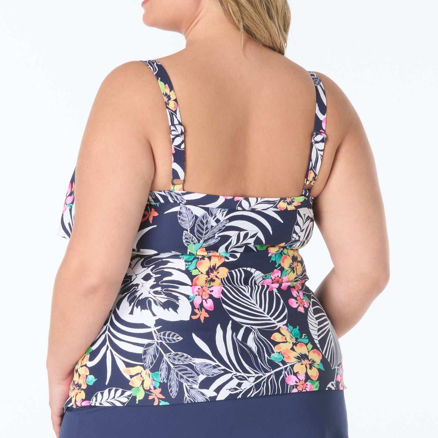 Jane Ruffle Plus Tankini - HW3E096 - Indigo Jungle Swim - Plus BEACH HOUSE