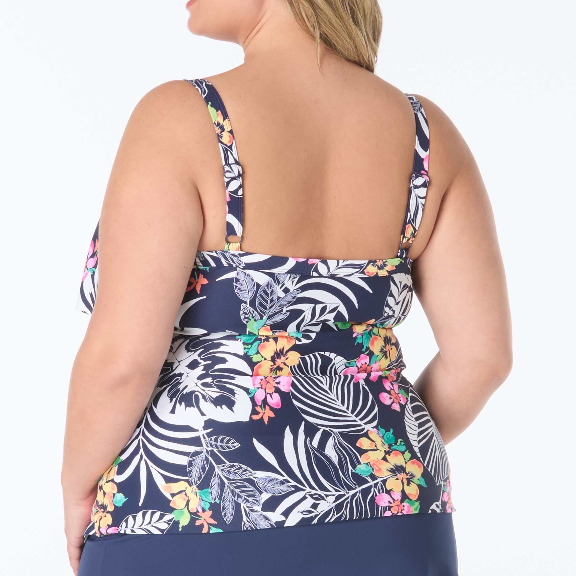 Jane Ruffle Plus Tankini - HW3E096 - Indigo Jungle Swim - Plus BEACH HOUSE