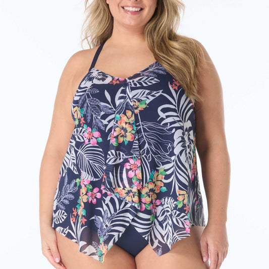 Kerry Mesh Underwire Plus Tankini - HW3E355 - Indigo Jungle Swim - Plus BEACH HOUSE