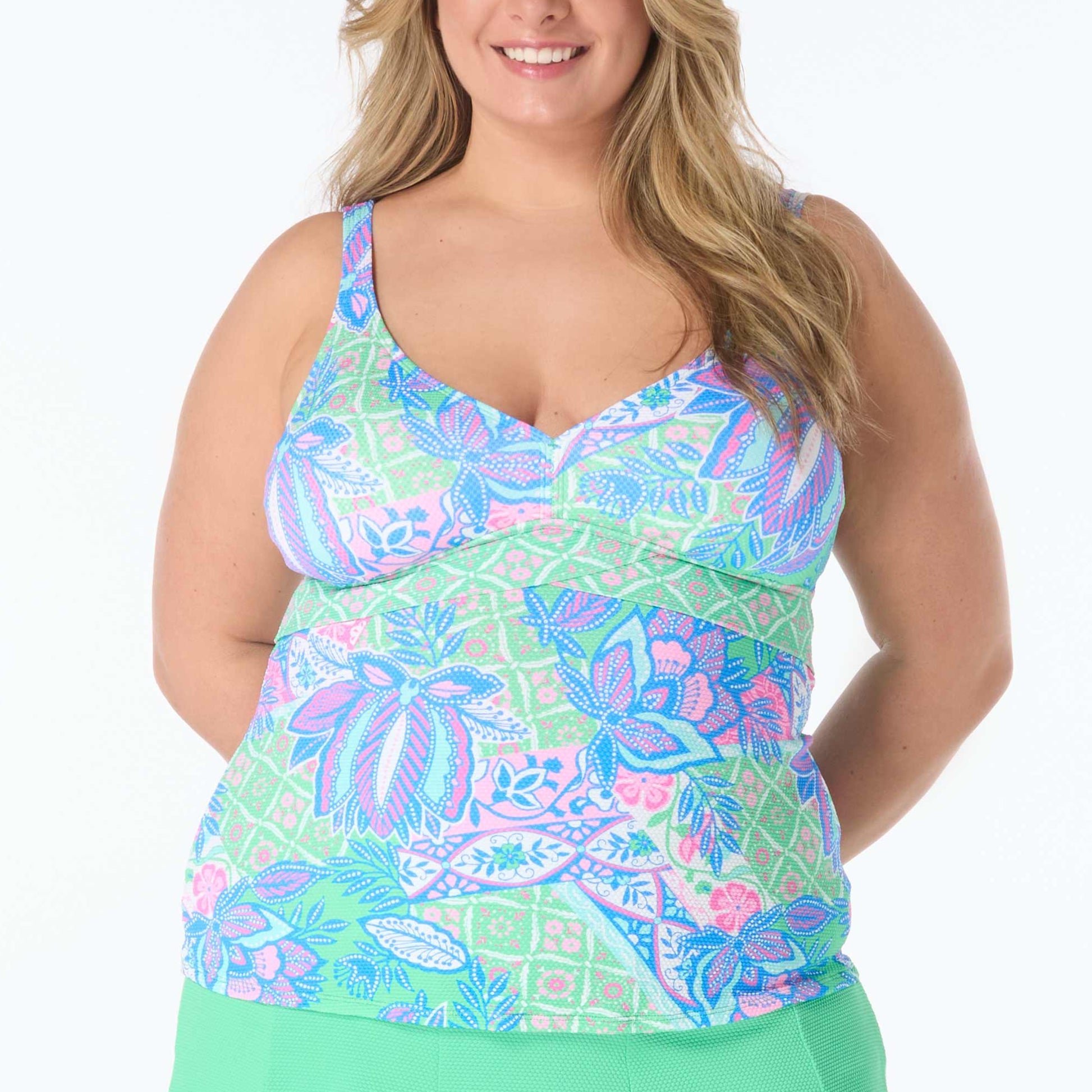 Adele Tankini - HW7E416 - Estate Mosaic Swim - Plus BEACH HOUSE