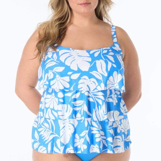 Jane Ruffle Plus Tiered Tankini Top - HW86096 - Aloha Spirit Swim - Plus BEACH HOUSE