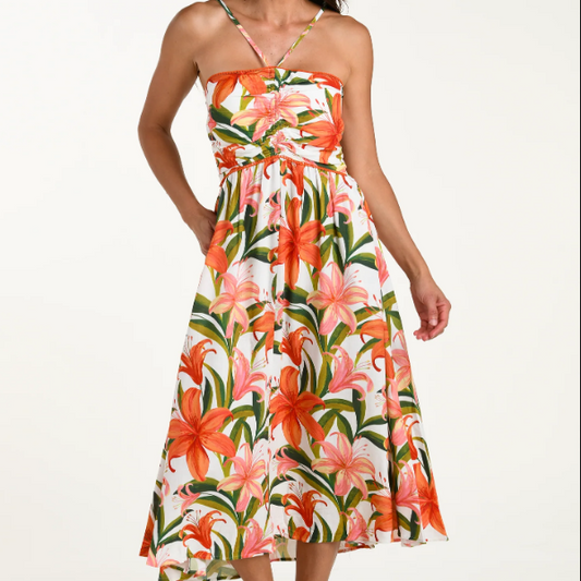 Jungle Blossoms Halter Midi Dress - LB6CJ67 Swim - Cover ups LA BLANCA