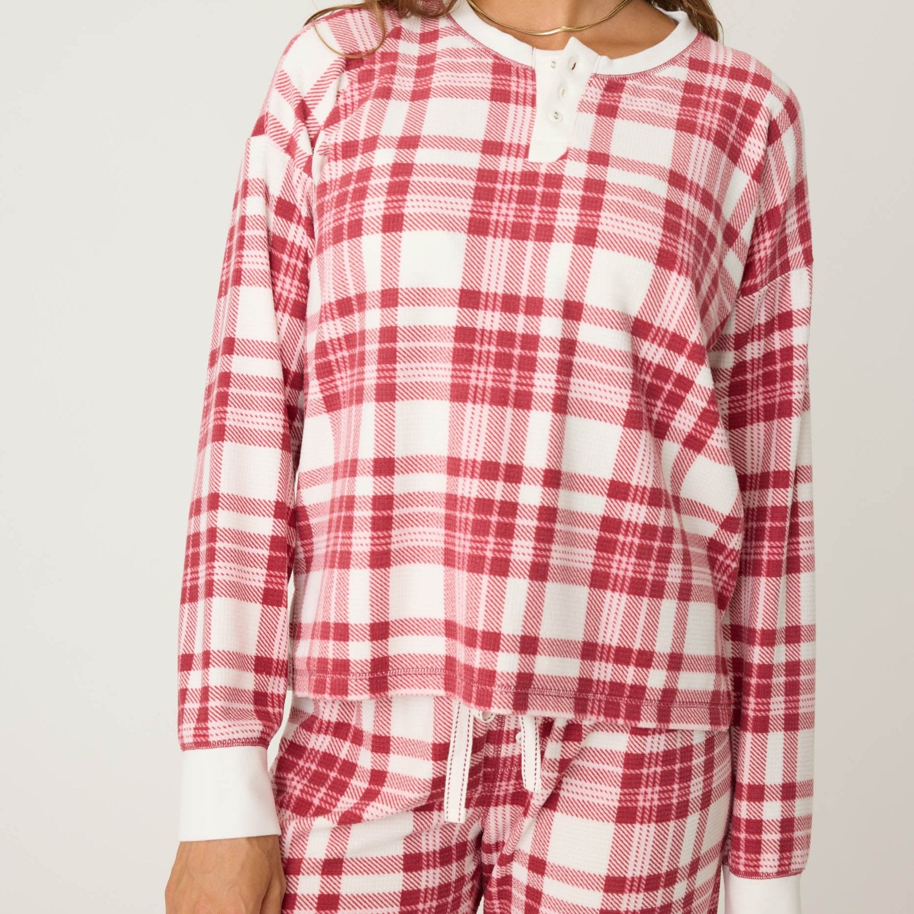 Full Of Holiday Spirit Plaid Velour Long Sleeve - RQJHLS Sleep & Lounge - Sleep - Tops P.J. Salvage   