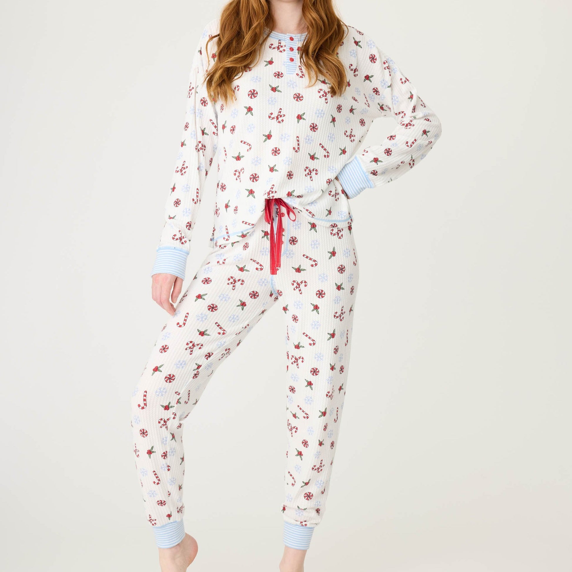 Candy Cane Waffle Thermal Ski Jammie Set- RQSJST Unclassified P.J. Salvage   