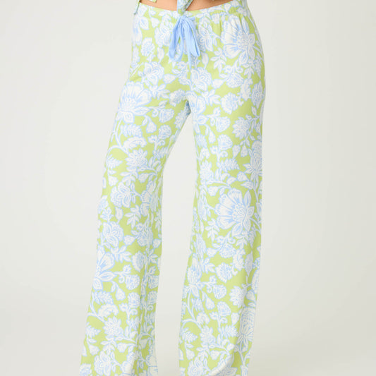 Beautiful Life Floral Print Open Leg Pant - RUBLP1 - Electric Lime Unclassified P.J. Salvage