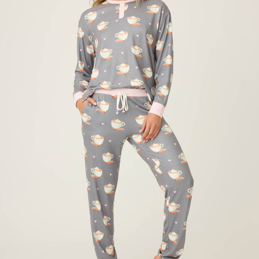 Love You A Latte PJ Set - RULTST - Charcoal Unclassified P.J. Salvage