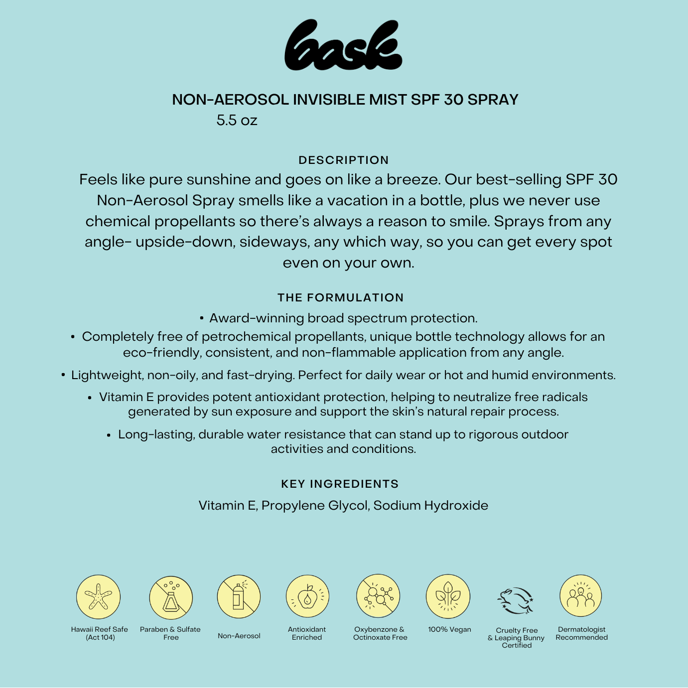 Non-Aerosol SPF 30 Spray Swim - Accessories (Swim) BASK SUNCARE