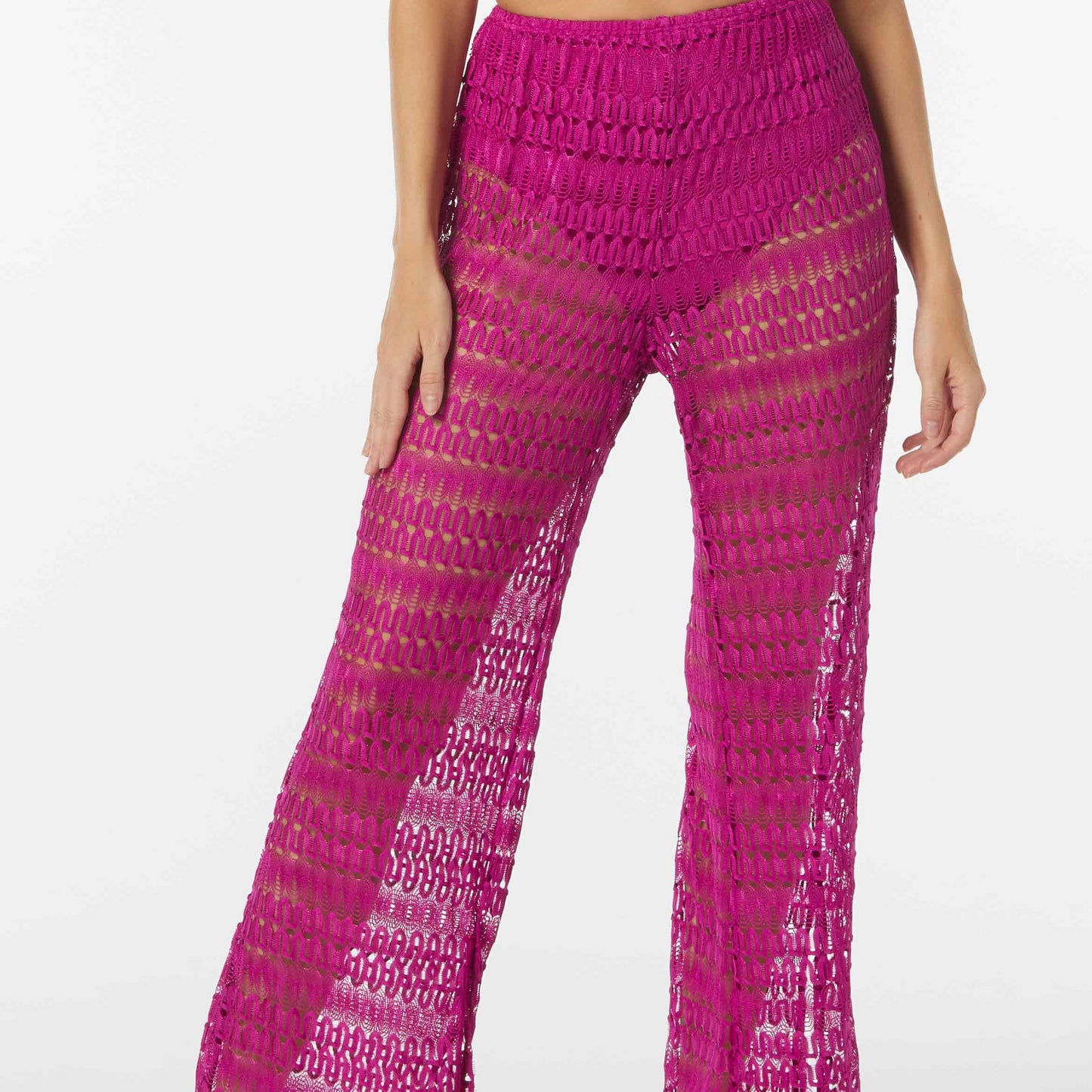 Aflutter Side Slit Cover Up Pant - T63529 - Magenta Swim - Cover ups COCO CONTOURS PINK S 