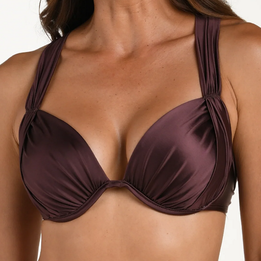 Earth Goddess Draped Underwire Bikini Top - LB5RR75 - Truffle Swim - Tops - Bikinis LA BLANCA