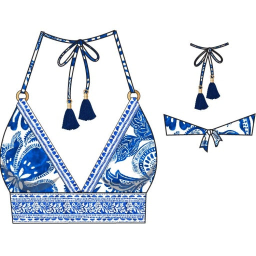 Botanical Brocade Banded Halter Top - LB6CC72 - Jungle Swim - Tops - Bikinis LA BLANCA lapis 8
