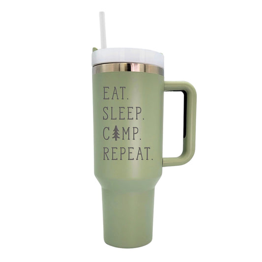 EAT SLEEP CAMP - 40oz Tumbler w/Straw Apparel - Accessories Northern Lights SAGE