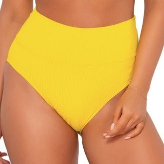 Hannah High Waist - 33B - Lemon Zest Sandbar Rib Swim - Bottoms - High Waist Sunsets, Inc. Yellow S 