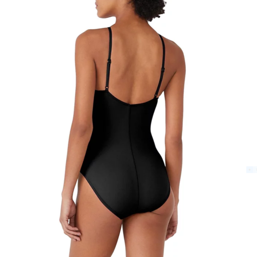 High-Neck Rosette One Piece - S7C452 - Black Swim - One Pieces KATE SPADE