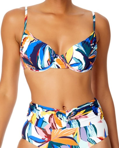 Shirred Underwire Bikini Top - 25MT14515 - Riveria Floral Swim - Tops - Bikinis ANNE COLE MULTI 38DD/40D