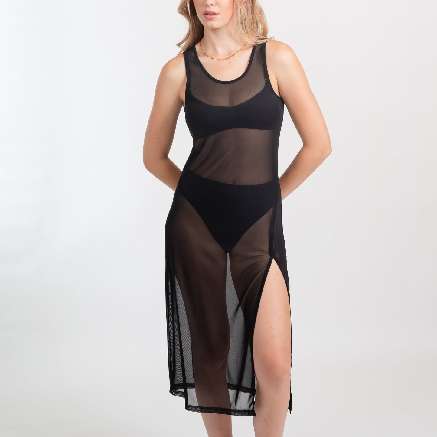 Escape Mesh Long Dress - K2365 Swim - Cover ups Voce Enterprises BLACK XS 
