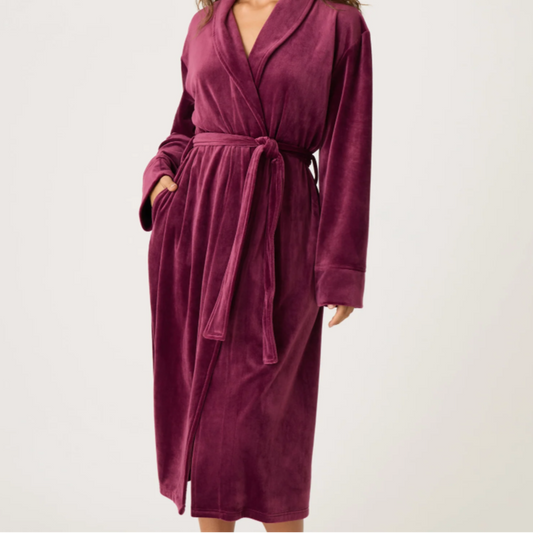 Velvety Velour Robe - RPVVR - Bordeaux/Navy Sleep & Lounge - Sleep - Robes & Kimonos P.J. Salvage PURPLE S