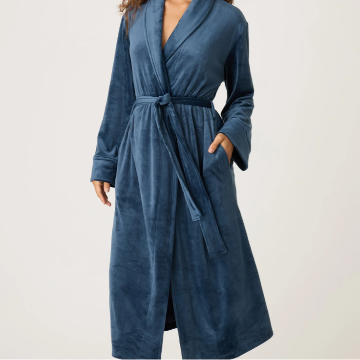 Velvety Velour Robe - RPVVR - Bordeaux/Navy Sleep & Lounge - Sleep - Robes & Kimonos P.J. Salvage BLUE S