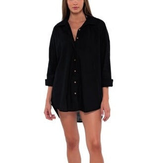 Delilah Shirt Cover Up - 171 Swim - Cover ups Sunsets, Inc. BLACK S/M